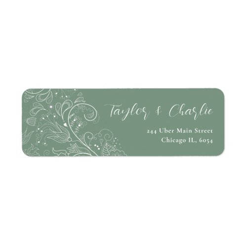 Sage Green Elegant Floral Wedding Label