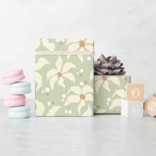 Sage Green Elegant Floral Wrapping Paper