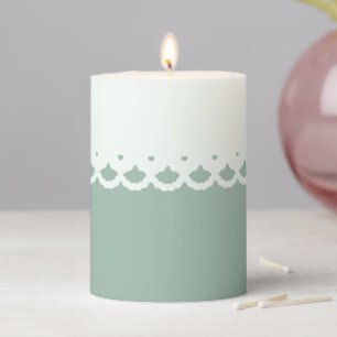 Sage Green Elegant Lace Wedding  Pillar Candle