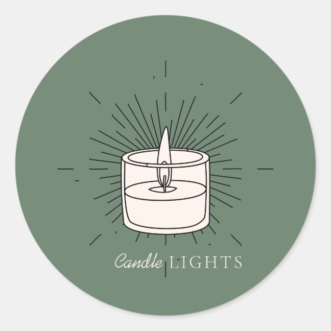 Sage green Elegant Light Handmade Candle Classic Round Sticker
