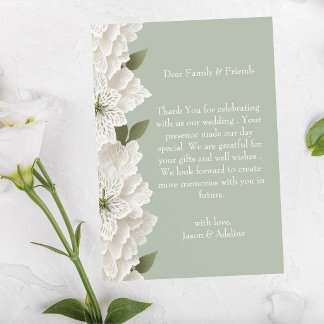 Sage Green Elegant Luxury Floral Wedding Thank You Card