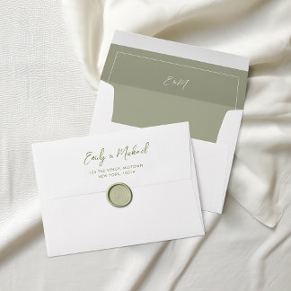Sage Green Elegant Minimal Wedding Envelope
