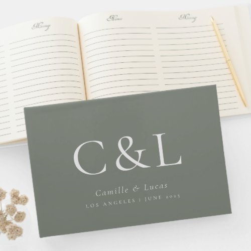 Sage Green Elegant Minimalist Wedding Guest Book