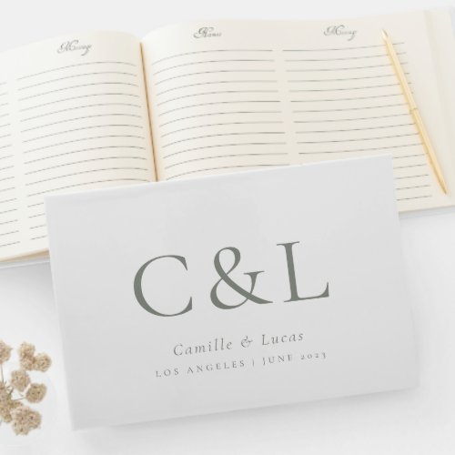 Sage Green Elegant Minimalist Wedding Guest Book