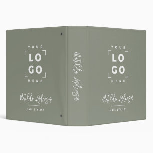 Sage green elegant modern girly price QR code 3 Ring Binder