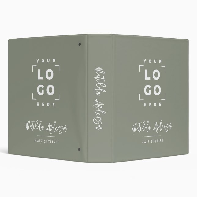 Sage green elegant modern girly price QR code 3 Ring Binder (Background)