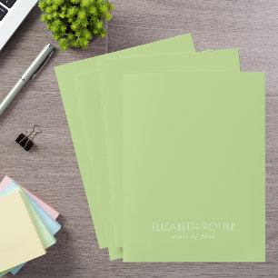 Sage Green Elegant Modern Minimalist Monogrammed Pocket Folder