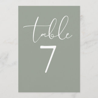 Sage Green Elegant Modern Script Table Number
