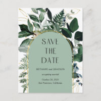 Sage Green, Elegant QR code Greenery save the date