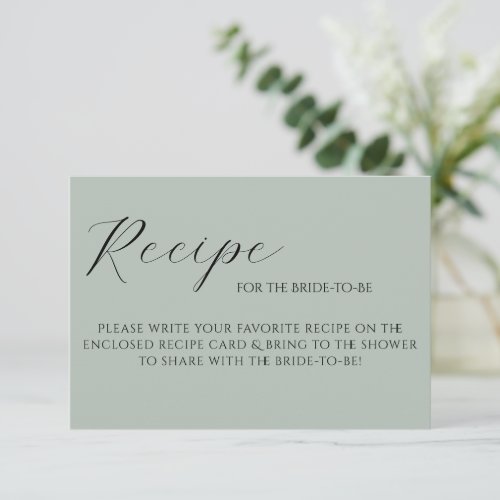 Sage Green Elegant Recipe Card