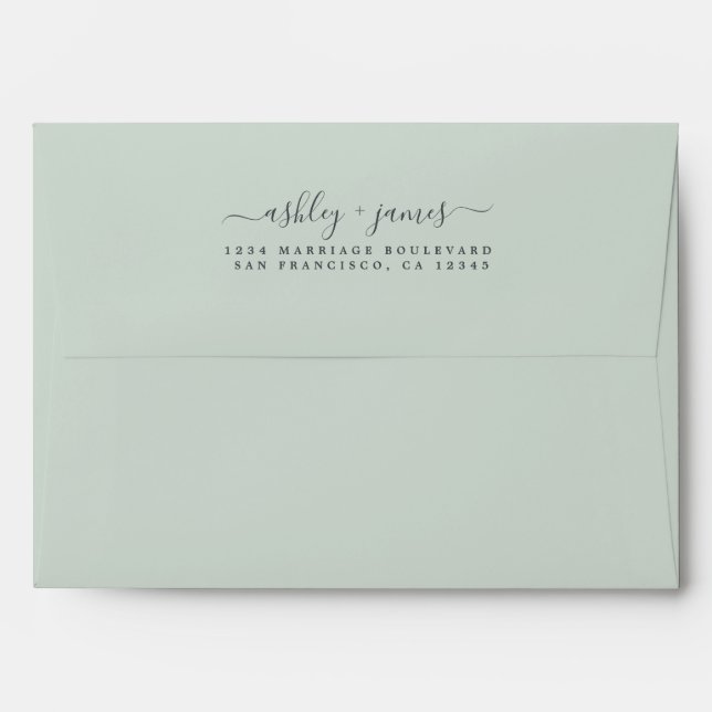 Sage Green Elegant Return Address Envelope (Back (Top Flap))