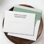 SAGE GREEN Elegant return address family name Envelope<br><div class="desc">Elegant colored envelope features your names and return address on the back flap, and a SAGE GREEN color on the inside. Your name and address are elegantly displayed in a modern sans-serif font, very easy to customize. Perfect for any kind of correspondence, from holiday to business, wedding, baptism and graduation...</div>