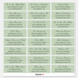 Sage Green Elegant Script 24 Wedding Guest Address Sticker