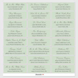 Sage Green Elegant Script 24 Wedding Guest Address Sticker