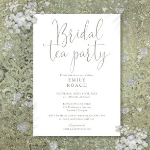 Sage Green Elegant Script Bridal Tea Party Shower Invitation