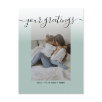 Sage Green Elegant Script Family Photo Greetings Postcard