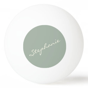 Sage Green Elegant Script Modern Minimalist Name Ping Pong Ball