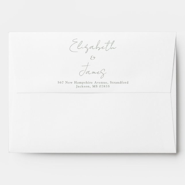 Sage Green Elegant Script Return Address Envelope (Back (Top Flap))