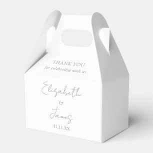 Sage Green Elegant Script Wedding Thank You Favor Boxes