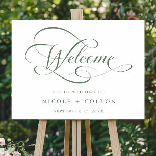 Sage Green Elegant Script Wedding Welcome Sign