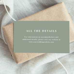 Sage Green Elegant Text   Wedding Details Enclosure Card
