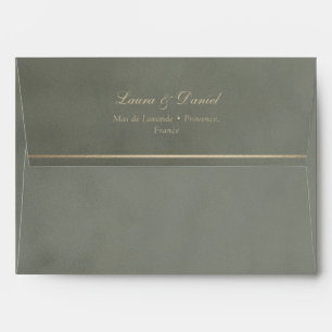 Sage Green Elegant Velvet Personalized Wedding Envelope