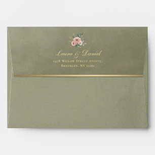 Sage Green Elegant Velvet Texture Wedding Envelope