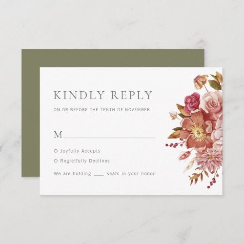 Sage Green Elegant Watercolor Botanical Wedding RSVP Card