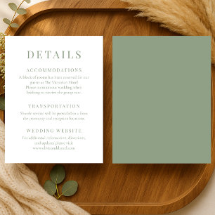 Sage Green Elegant Wedding Details Invitation