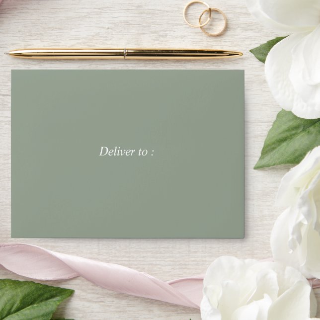 Sage green elegant wedding envelope  (Wedding)