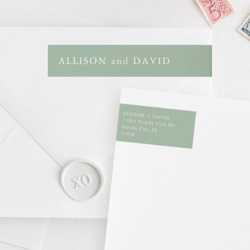 Sage Green Elegant Wedding Return Address Wrap Around Label