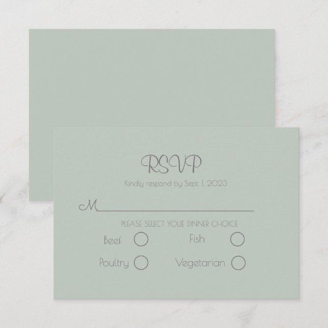 Sage Green Elegant Wedding RSVP Card (Front/Back)