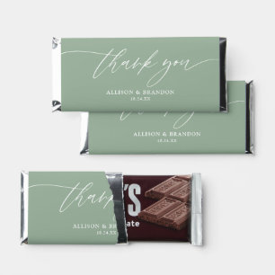 Sage Green Elegant Wedding Thank You Hershey Bar Favors