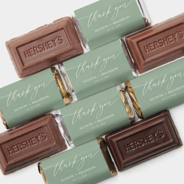 Sage Green Elegant Wedding Thank You  Hershey's Miniatures (Assorted)