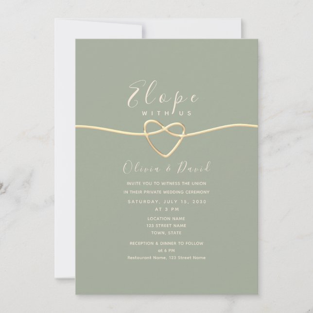 Sage Green Elopement & Reception Invite (Front)