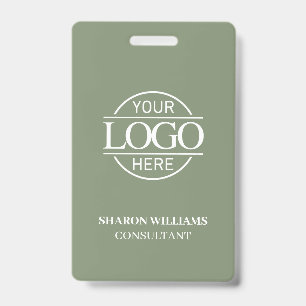Sage Green Employee ID with Custom Business Logo Badge