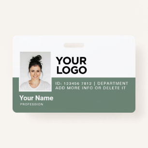 Sage Green Employee Modern Photo ID Security Badge