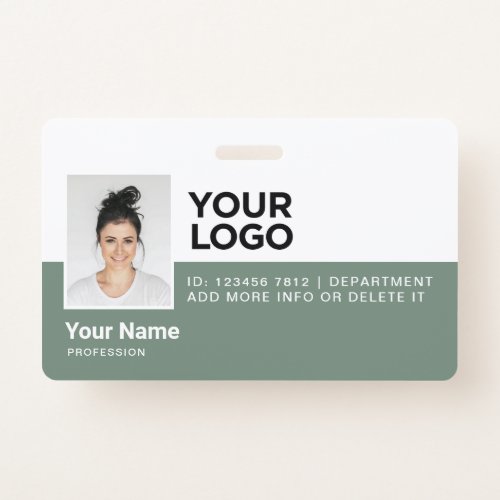 Sage Green Employee Modern Photo ID Security Badge