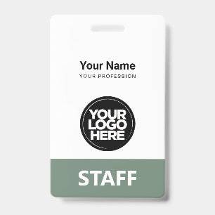 Sage Green Employee Name Business Logo Qr Code Badge