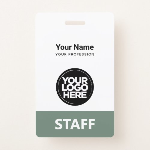 Sage Green Employee Name Business Logo Qr Code Badge