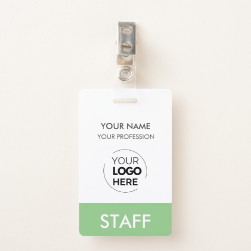 Sage Green Employee Name Business Logo Staff Tag  Badge