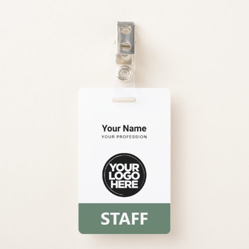 Sage Green Employee Name Business Logo Staff Tag Badge