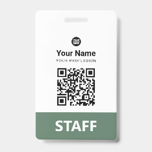Sage Green Employee Qr Code, Bar Code, Logo, Name Badge