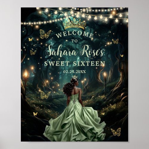 Sage Green Enchanted Forest Sweet Sixteen Welcome Poster