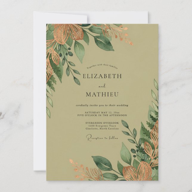 Sage Green Enchanting Forest Wedding Invitation (Front)
