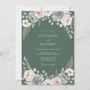 Sage Green Enchanting Woodland Wedding Invitation