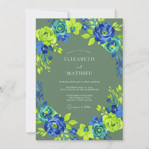 Sage Green Energetic Tropical Wedding Invitation