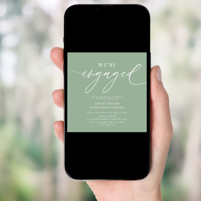 Sage Green Engagement Party Square Invitation (Front Digital)