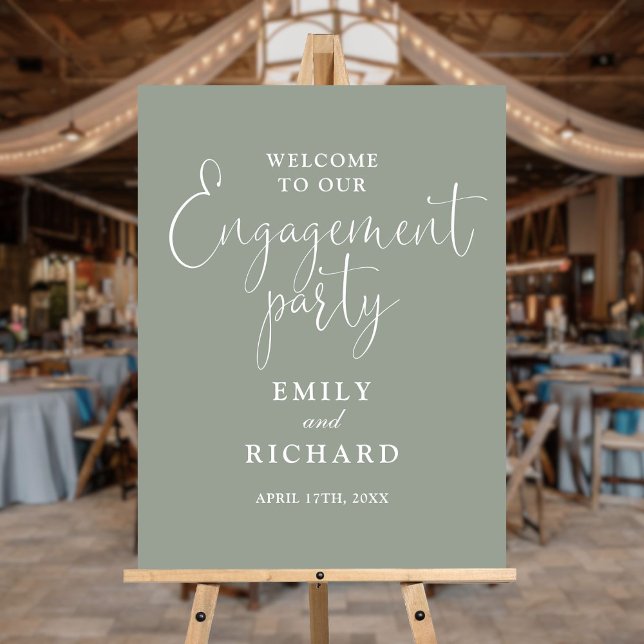Sage Green Engagement Party Welcome Sign (Sage Green Engagement Party Welcome Sign)