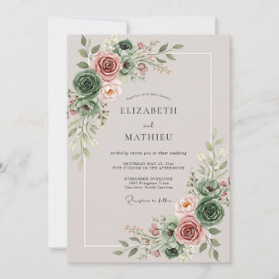 Sage Green Enthralling Succulent Wedding Invitation
